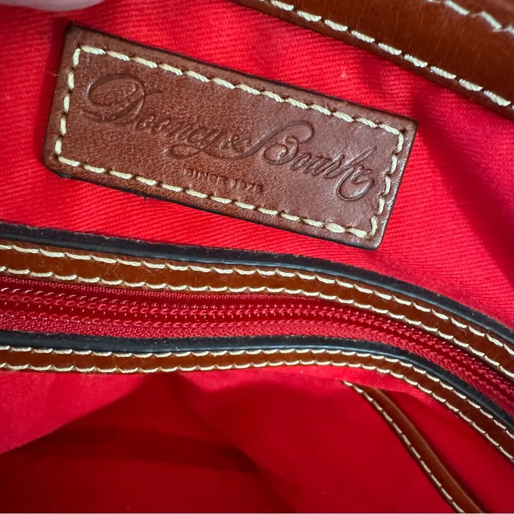 Dooney & Bourke Lizard Embossed Leather Domed Satchel | Brown Leather W/Strap - Picture 16 of 16